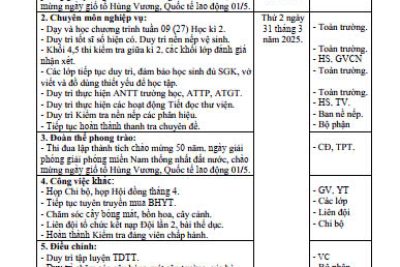 Kế hoạch hoạt động tuần 27