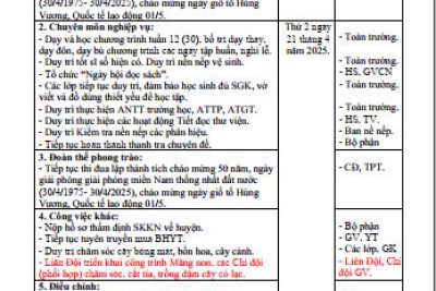 Kế hoạch hoạt động tuần 30