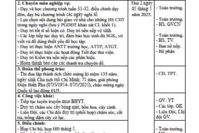 Kế hoạch hoạt động tuần 31, 32