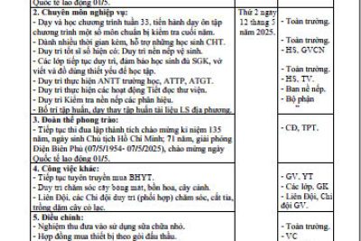 Kế hoạch hoạt động tuần 33